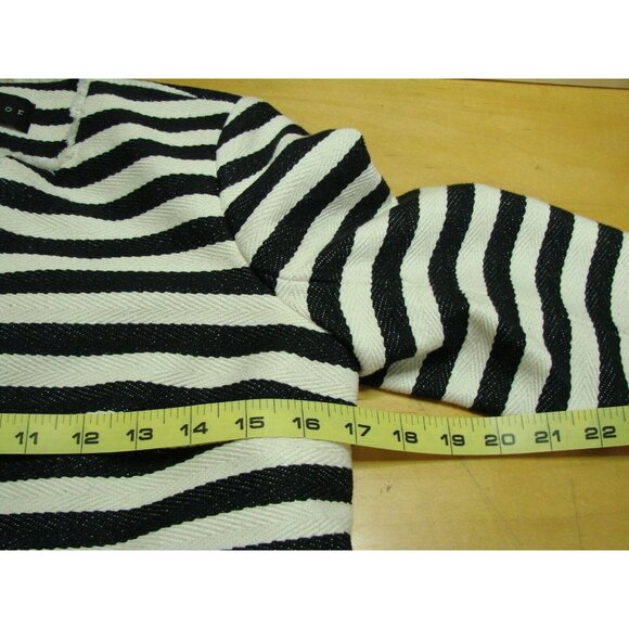 Metaphor Open Front Blazer Jacket XS Raw Hem Black White Striped Pockets Lined - Picture 11 of 12